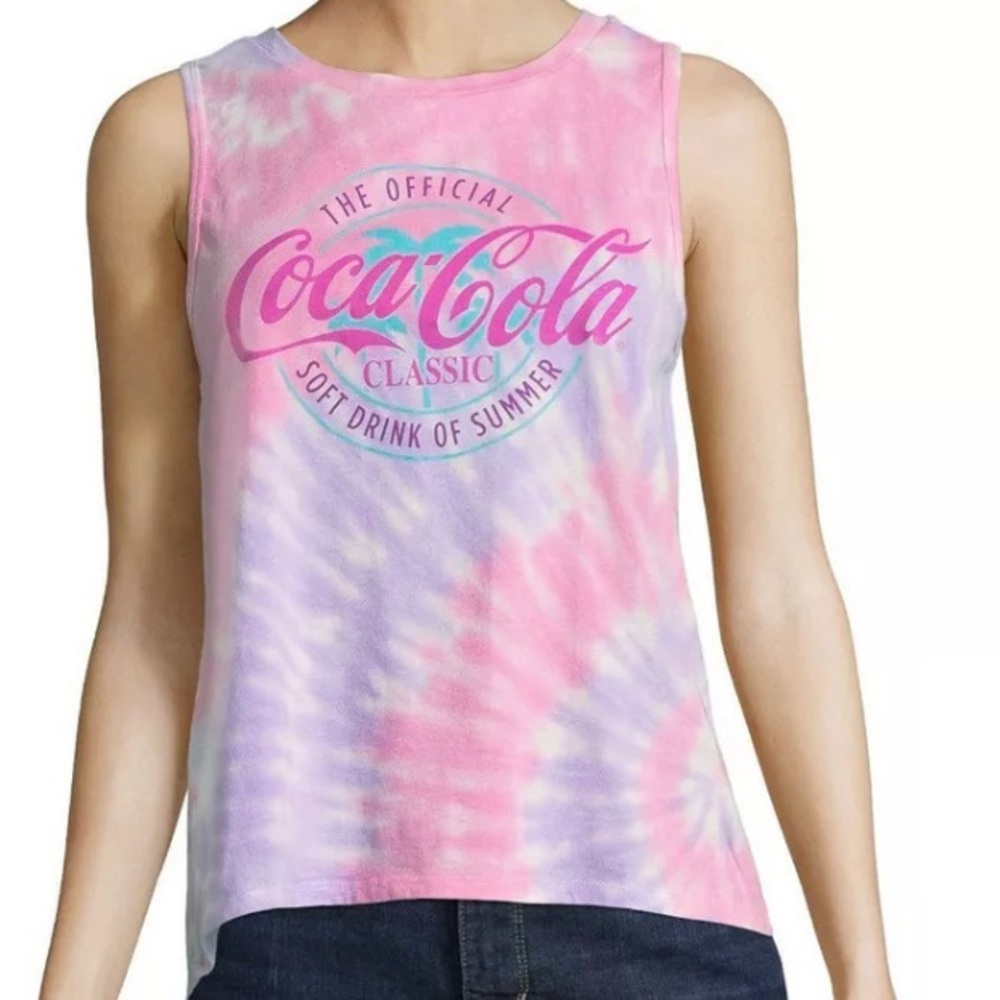 COCA-COLA‎ Pink Purple Tie Dye Tank Retro Small